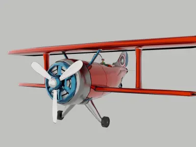 Biplane toy airplane Free low-poly 3D model