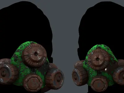 Gas mask helmet 3d model scifi Low-poly  Low-poly 3D model 11