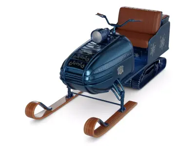 Snowmobile Rescue Sled 3D model 2