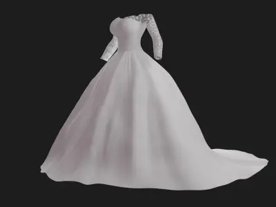 Weding dress V2 Low-poly 3D model