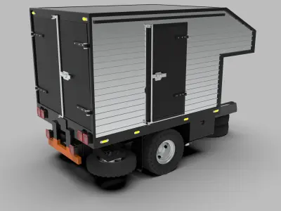 Aluminum Cargo Box Truck Low-poly 3D model