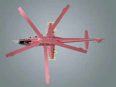 low poly Helicopter 3d model military color Low-poly 3D model