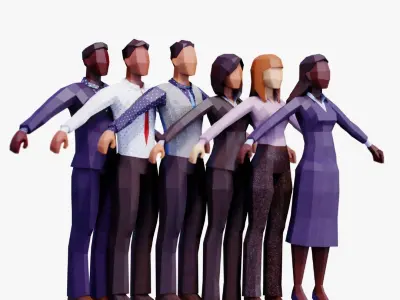 Business People - Animated and Rigged 3D model