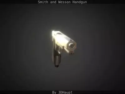 Gun 3d model silver handgun 3D model