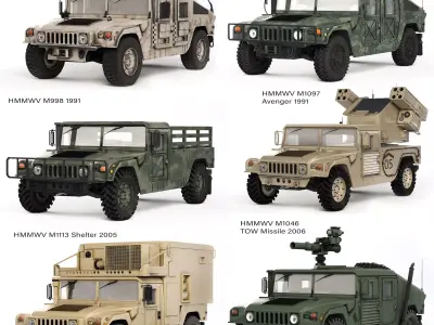 Humvee Military M1151 M1114 M998  M1097  M1113  M1046  3D Model Pack