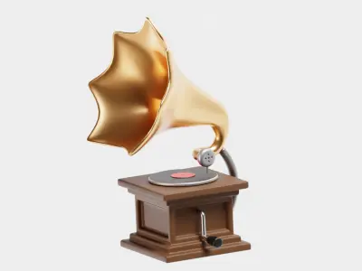 Gramophone 3d model Low-poly 3D model