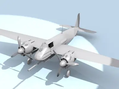 Aircraft airplane with propellers Low-poly 3D model