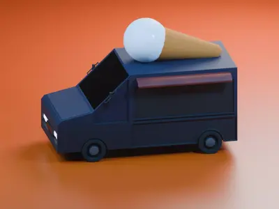 Ice Cream Truck 3d Model  Low-poly 3D model