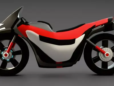 Stylized Bike Motorcycle 3D Model Blender Vehicle Asset Low-poly 3D model