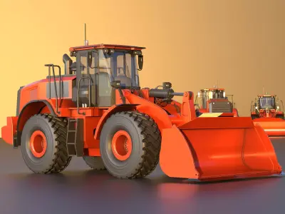 Wheel Loader Atlas Orange Low-poly 3D model