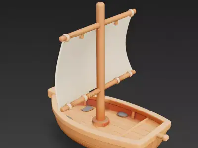 Stylized Small Pirate Sloop 3D Model 3D Model Low-poly 3D model