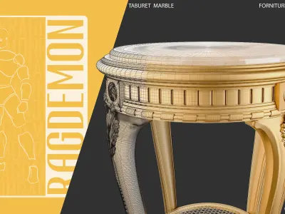 Taboret  Marble Top 3D model