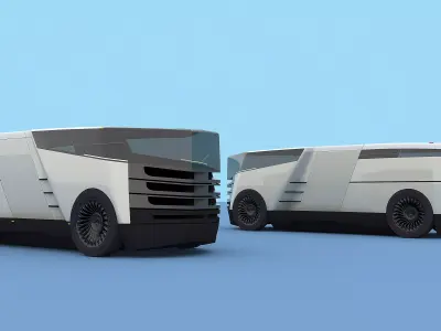 BusBox two futuristic vehicles Free 3D model