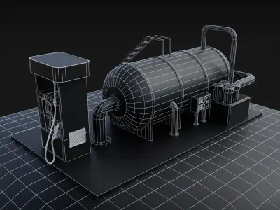 Fuel Tank with Pump Low-poly 3D model
