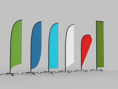 Banner Commercial Flags 3D model