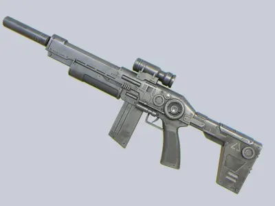 Scifi military gun Low-poly 3D model order
