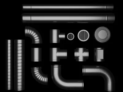 Black metal ventilation pipes 3D model