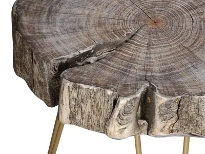 Wooden coffee side table made of Slab wood in Rustic  Art Deco  3D model