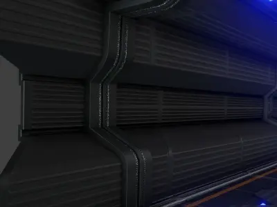 Elegant sci-fi spaceship corridor Low-poly 3D model