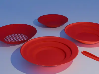 Gold pan set 3D model