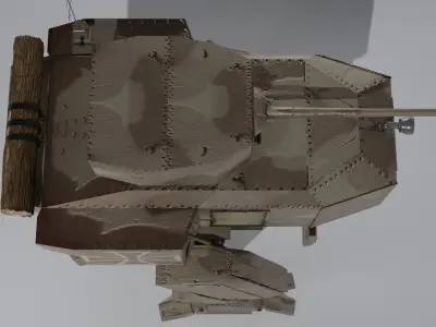 Panzer Mech Walker with RIG and LOWPOLY Desert Camo Low-poly 3D model