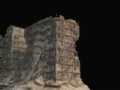 DESTROYED BUILDING 8 Low-poly 3D model purchase