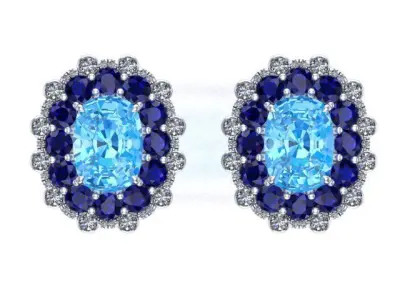 Blue topaz antique EARRING 3D print model