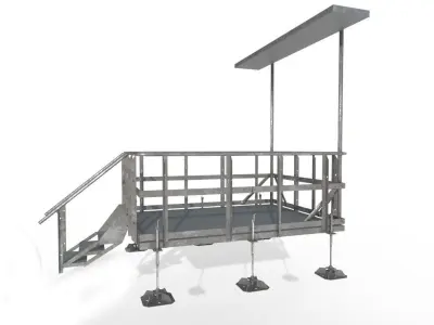 Equipment Platform with Ice Bridge Handrail Entrance Low-poly 3D model