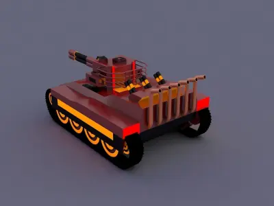 Fire Tiger LowPoly tank Low-poly 3D model