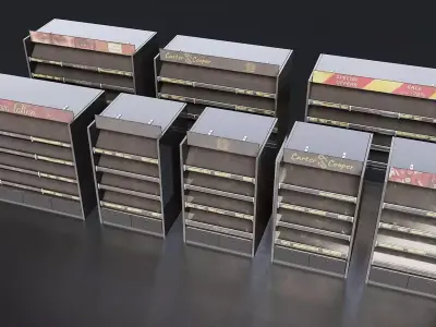 Supermarket Metal Shelf Display Set Low-poly 3D model