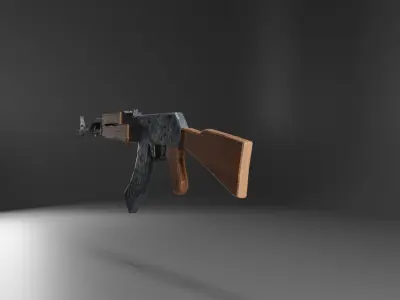 AK47 weapon Low Poly  Low-poly 3D model