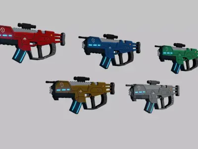 Low Poly Sci-Fi Gun - PBR - Game Ready Low-poly 3D model