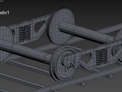 train wheels realstic Low-poly 3D model