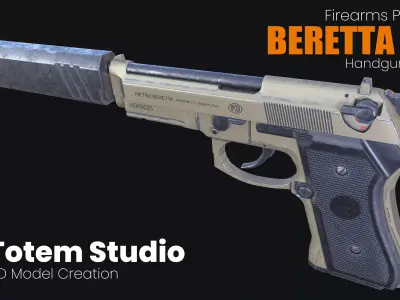 Beretta 92 Handgun Pistol Low-poly 3D model