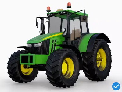 Modern Heavy Agriculture Tractor Green PBR Low-poly 3D model