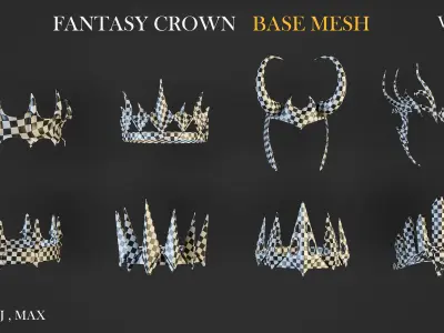 20 FANTASY CROWN BASE MESH  Low-poly 3D model