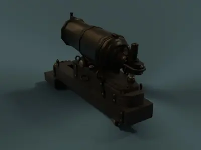 Carronade Cannon 32lbs Low-poly 3D model