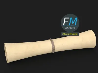 Rolled up paper scroll 3D model