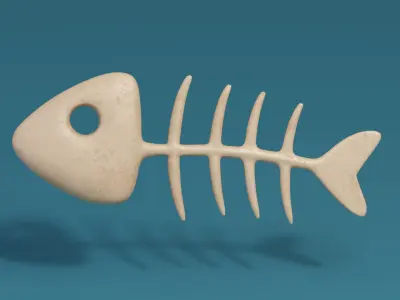 Cartoon Fish bones  Low-poly 3D model
