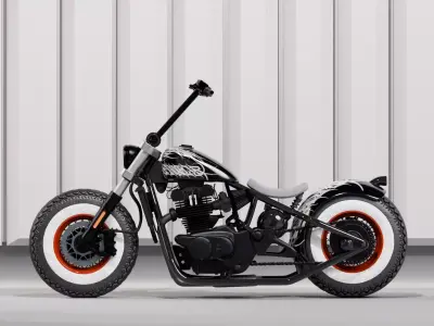 Black Chopper Motorcycle 3D model