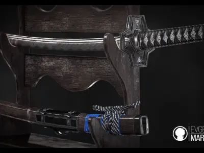 Katana - Game-Ready Model two samurai swords Low-poly 3D model