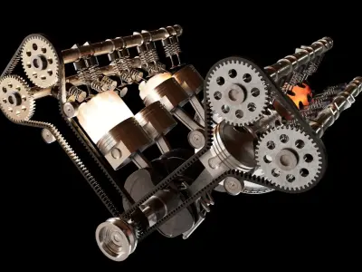 Motor eight-cylinder engine piston Free 3D model
