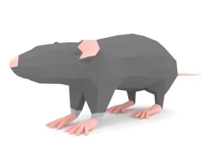 Mouse Cartoon Low Poly Low-poly 3D model