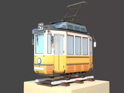 Old Tram Budapest  Low-poly 3D model