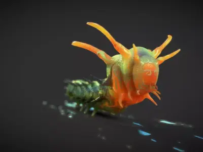 Horned Devil Caterpillar Low-poly 3D model
