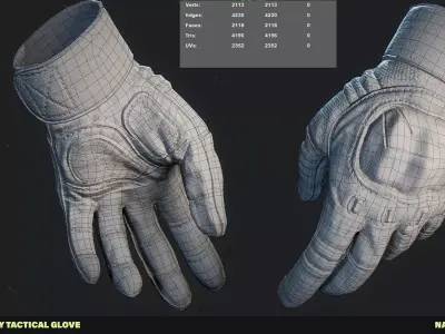 Tactical Gloves Low-poly 3D model Low-poly 3D model