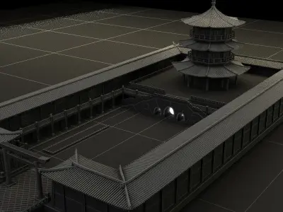 Chinese ancient tower  3D model purchase
