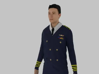 Pilot male in uniform Low-poly 3D model