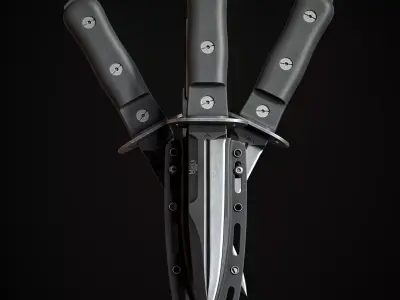 Military Knife Low-poly 3D model 2