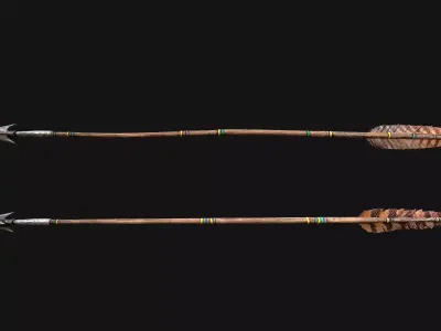 Medieval Wooden Bow Weapon Archer Low-poly 3D model